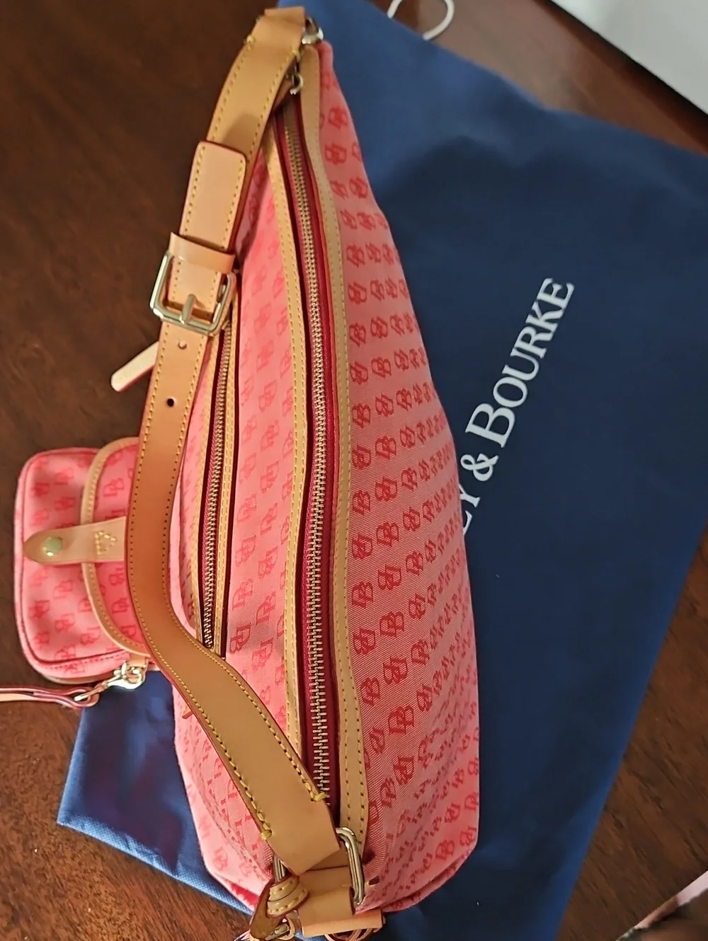 Dooney & Bourke Red Signature Logo Canvas Satchel with Matching Wristlet